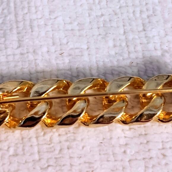 Rope Chain Coat Pin Brooche 2 1/4"  Gold Tone Regencycore Luxe Fancy  Vintage - Picture 5 of 7